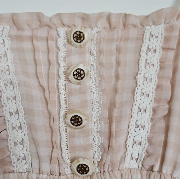 Liz Lisa Gyaru Gingham Maxi Dress with Lace And Buttons Baby Pink - Picture 11 of 13